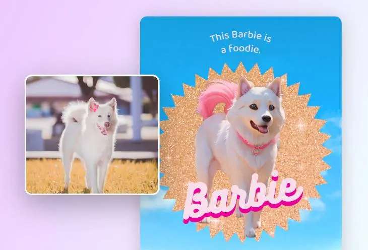 Make Barbie poster with pet photo using Fotor s yyt